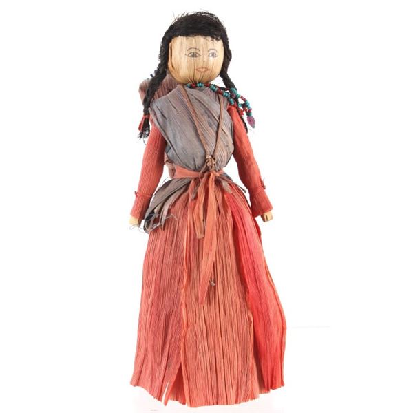 Cherokee Corn Husk Doll Beaded w/ Papoose c. 1900-