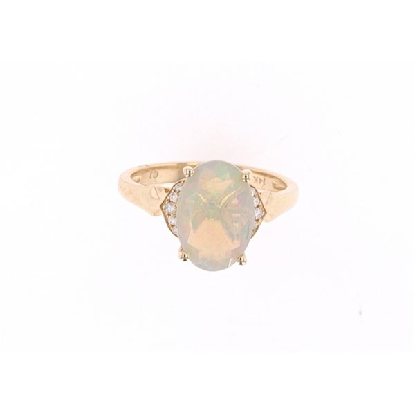 Ethiopian Opal Diamond & 14k Yellow Gold Ring