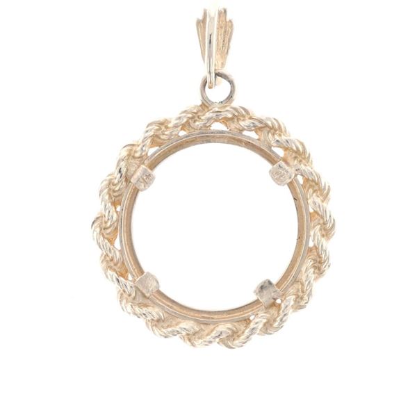 14K Gold Twisted Rope Coin Holder Pendent
