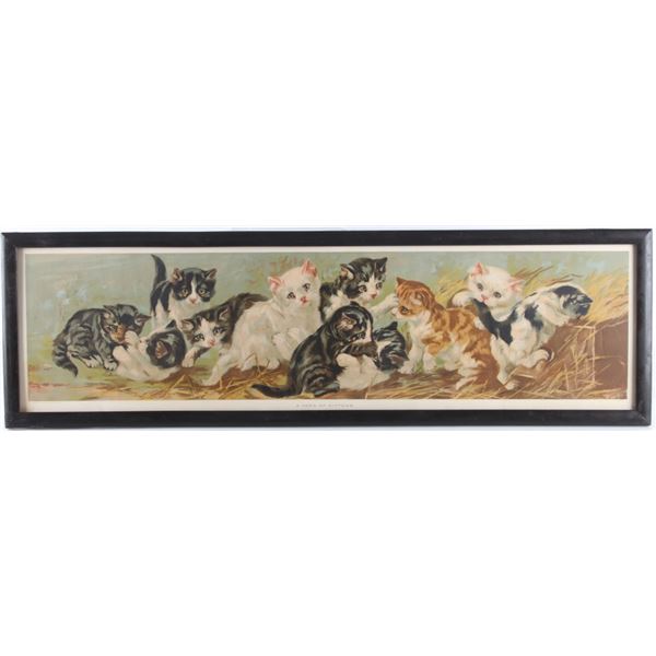 Victorian M Augusta Yard of Cats Chromolithograph