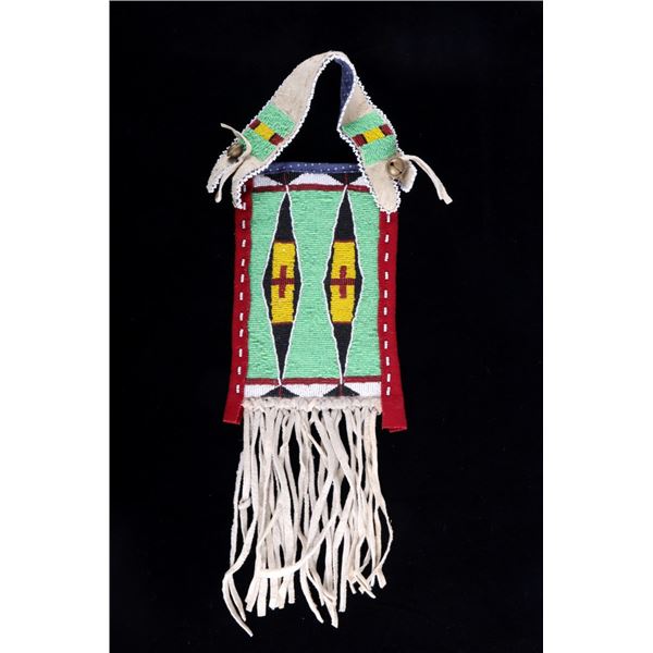 Crow Fully Beaded Signal Mirror Flat Bag