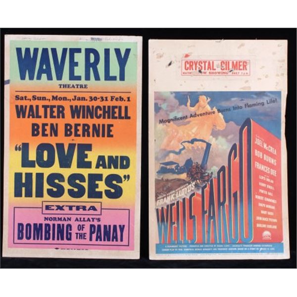 "Wells Fargo" & "Love and Hisses" Movie Posters