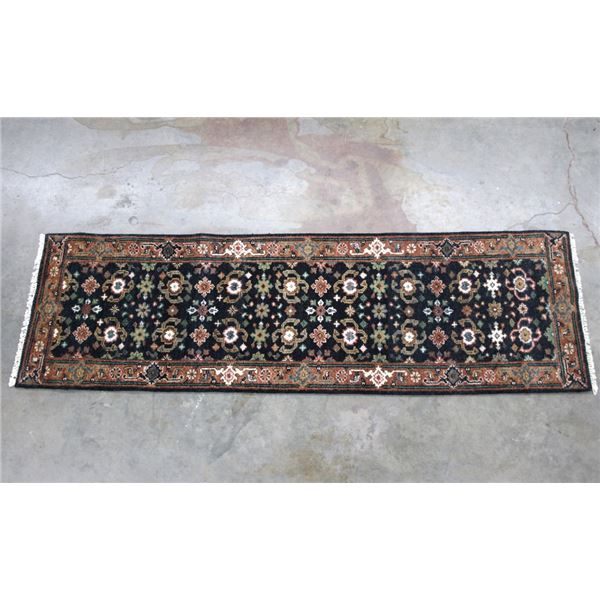 Mahal Persian Hand Knotted Wool Runner Rug 1900's