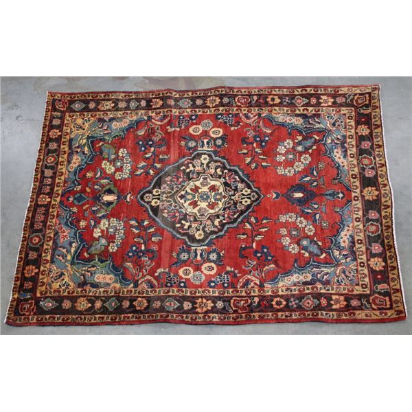 1900's Persian Lilihan Hand Knotted Wool Area Rug