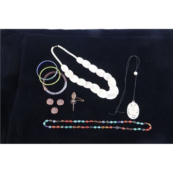 Asian Jewelry Bracelet Necklace & Pin Collection