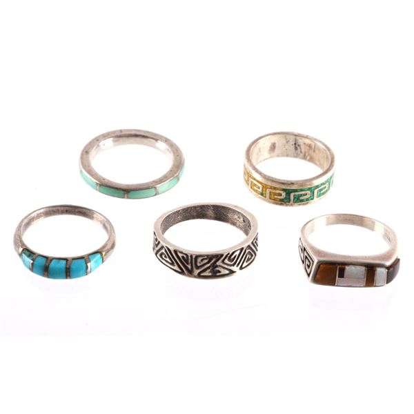 Navajo Silver Turquoise & Opal & Tiger Eye Rings