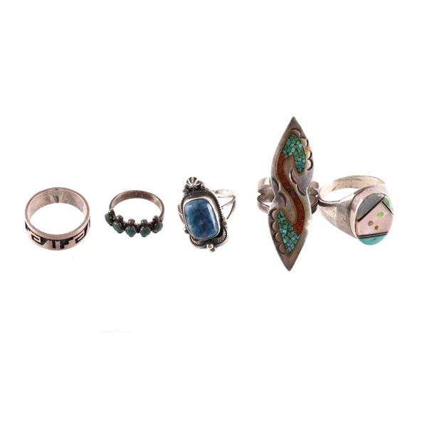 Navajo Sterling Silver & Turquoise & Lapis Rings