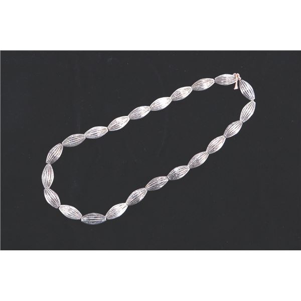 Silver Oblong Fluted Trade Beads Strand