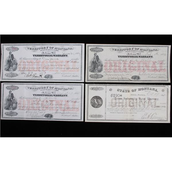 1887 Montana Territorial Bounty Warrant Checks