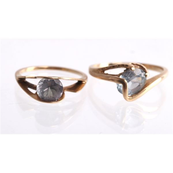 Topaz & Aquamarine 10K Gold Solitaire Rings