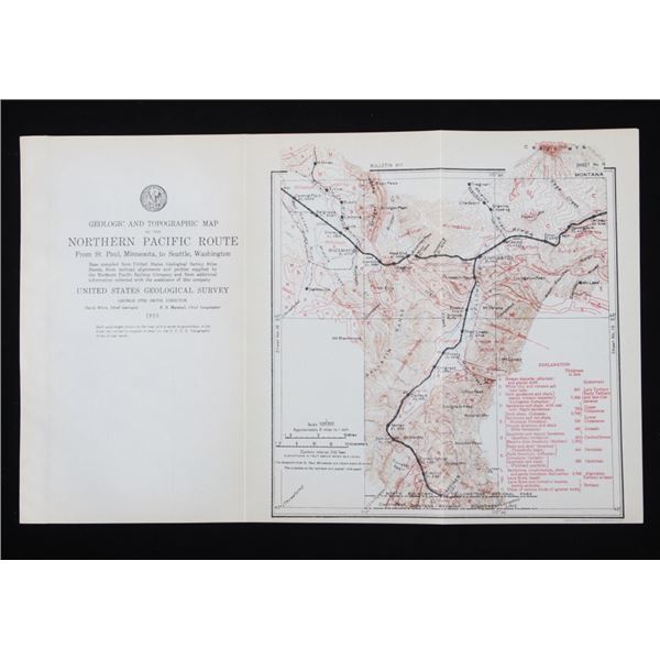 1915 Geologic & Topographic Northern Pacific Route
