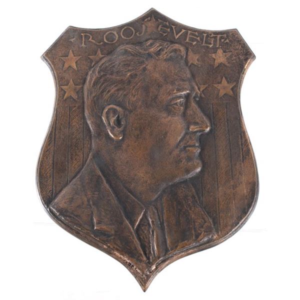 Brass Portrait Shield of F. D. Roosevelt