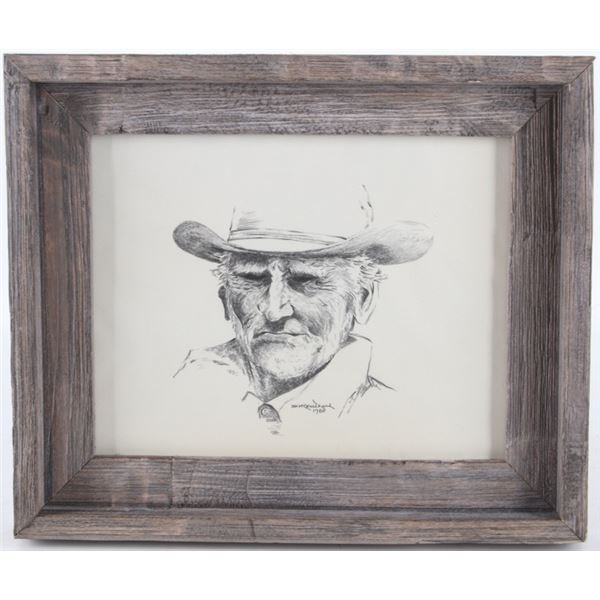 Steve Coulthard 1931-2011 Original Cowboy Drawing