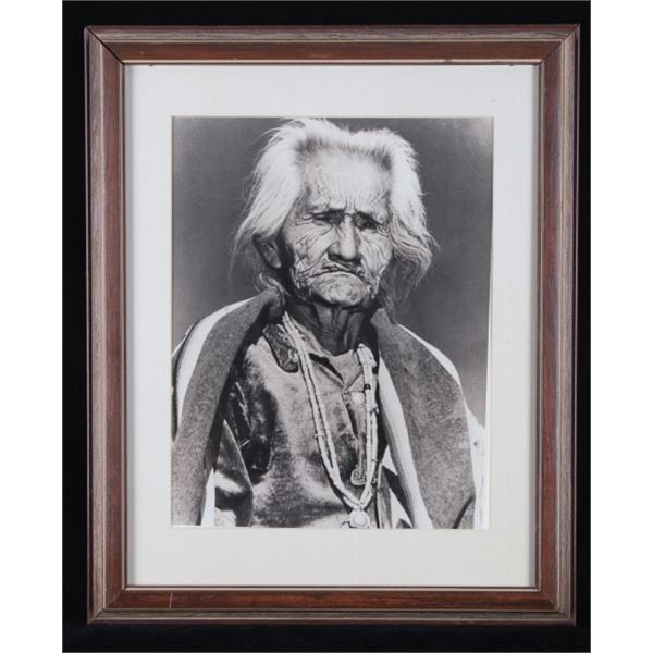 Framed Photograph Of An Old Navajo Indian