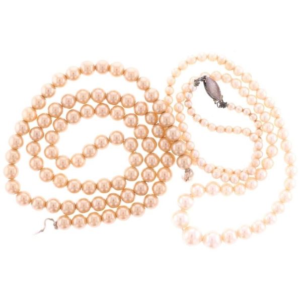 Pair Of Vintage Cultured Peal Necklaces