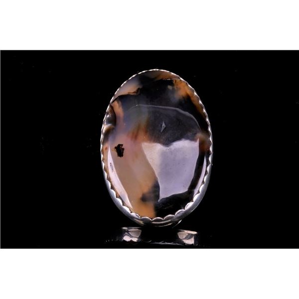 Navajo Billy Slim Sterling Silver & Agate Ring
