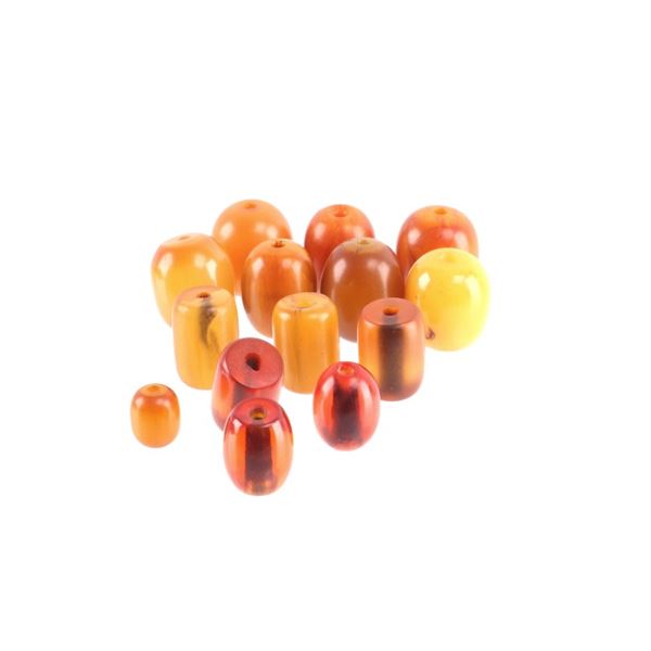 Collection Of 14 Copal "African Amber" Beads