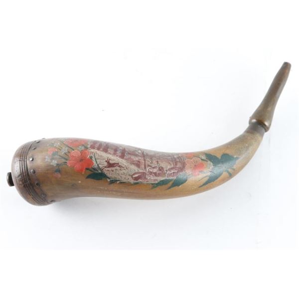 Antique Painted Powder Horn