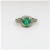 Image 1 : Elegant Art Deco Style Emerald and Diamond Ring