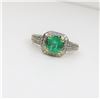 Image 2 : Elegant Art Deco Style Emerald and Diamond Ring