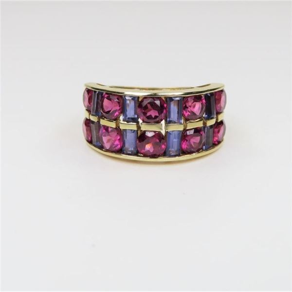 Colorful Rubellite and Amethyst Ring