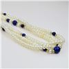 Image 3 : Wonderful Triple Strand of Pearl and Lapis