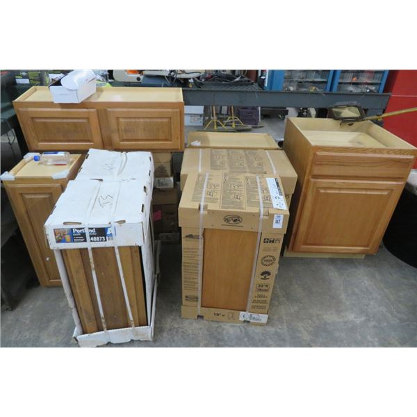 Lot of Hampton Bay Oak Cabinets