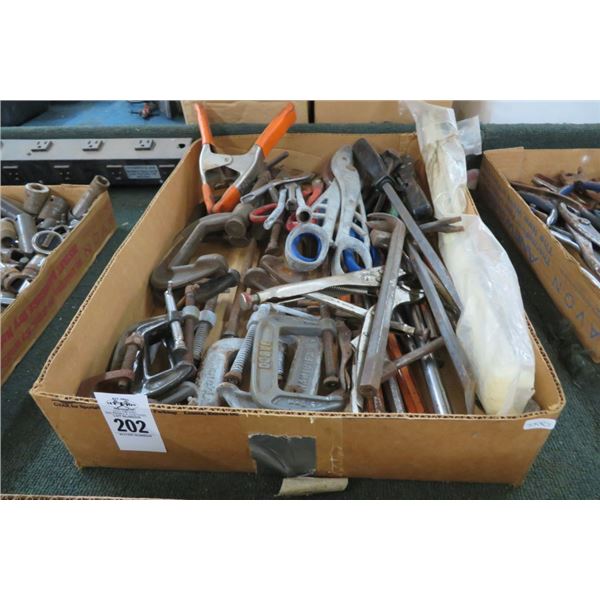 Lot of C-Clamps & Wire Cutters