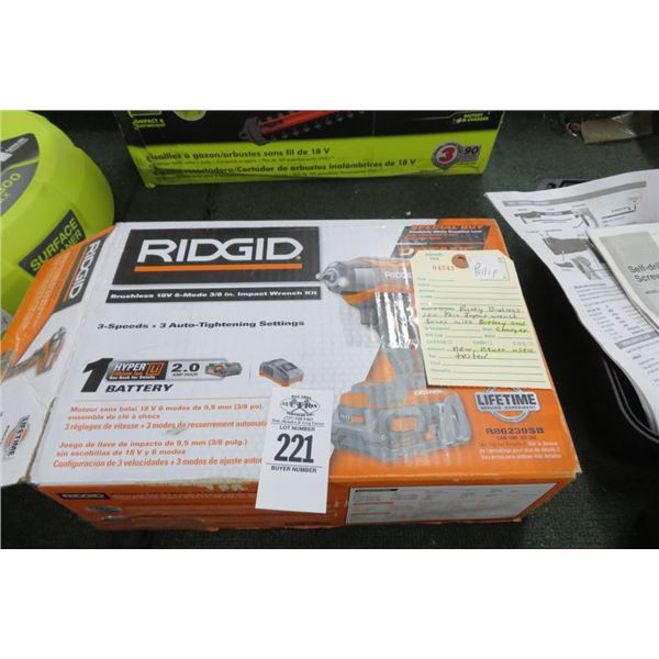 Ridgid Brushless 18V 3/8  Impact Wrench Kit