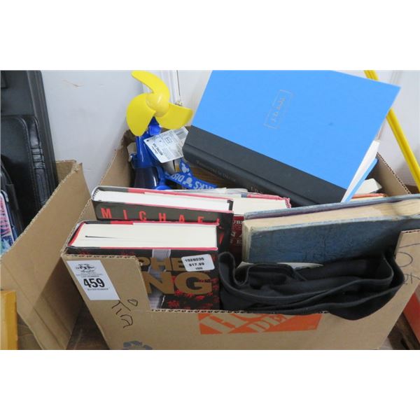 Box Lot of Books, Spray Fan & Light