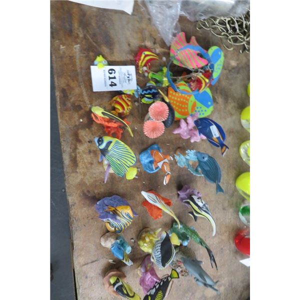 Lot of Fish Figurines (15) & Fish Windchimes