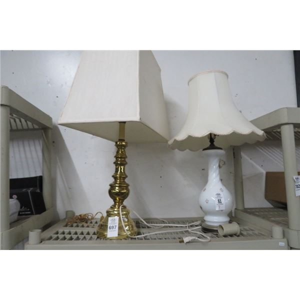 Brass & Ceramic Table Lamps (2)