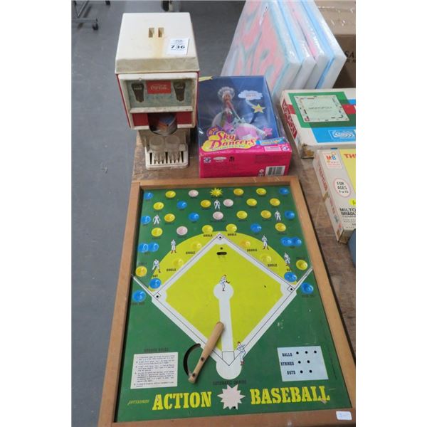 Vtg. Baseball Game, Alexis Doll, Coca Cola Vender