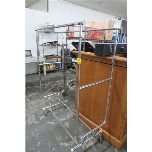 Rolling Chrome Garment Cart