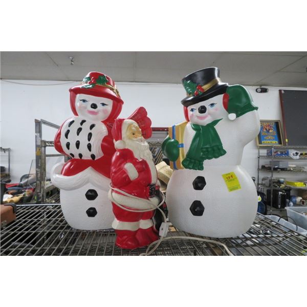 Ceramic Snowman, Lighted Santa Clause