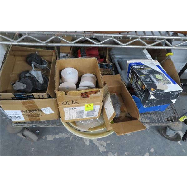 Lot of Casters, Sandpaper, Register Tape, Tools &