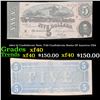 Image 1 : 1864 $5 Confederate Note, T-69 Confederate States Of America CSA Grades xf