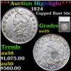 ***Auction Highlight*** 1824 Capped Bust Half Dollar 50c Graded au55 By SEGS (fc)