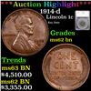 ***Auction Highlight*** 1914-d Lincoln Cent 1c Graded ms62 bn By SEGS (fc)
