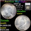 ***Auction Highlight*** 1927-p Peace Dollar $1 Graded ms64+ By SEGS (fc)