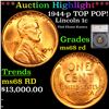 ***Auction Highlight*** 1944-p Lincoln Cent TOP POP! 1c Graded ms68 rd By SEGS (fc)