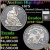 Proof ***Auction Highlight*** 1875 Seated Half Dollar 50c Graded pr64+ Cam By SEGS (fc)
