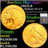 ***Auction Highlight*** 1925-d Gold Indian Quarter Eagle $2 1/2 Graded ms64+ By SEGS (fc)