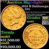 ***Auction Highlight*** 1852 D Gold Dollar Dahlonega $1 Grades BU+ By USCG (fc)