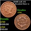 Image 1 : 1848 Braided Hair Large Cent n4 r4 1c Grades vf++