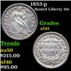 Image 1 : 1853-p Seated Liberty Dime 10c Grades xf+