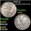 Image 1 : 1937-p Walking Liberty Half Dollar 50c Grades Select Unc
