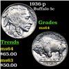 Image 1 : 1936-p Buffalo Nickel 5c Grades Choice Unc