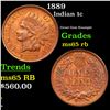 Image 1 : 1889 Indian Cent 1c Grades GEM Unc RB