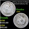 Image 1 : 1853-p Arrows & Rays Seated Liberty Quarter 25c Grades vf+